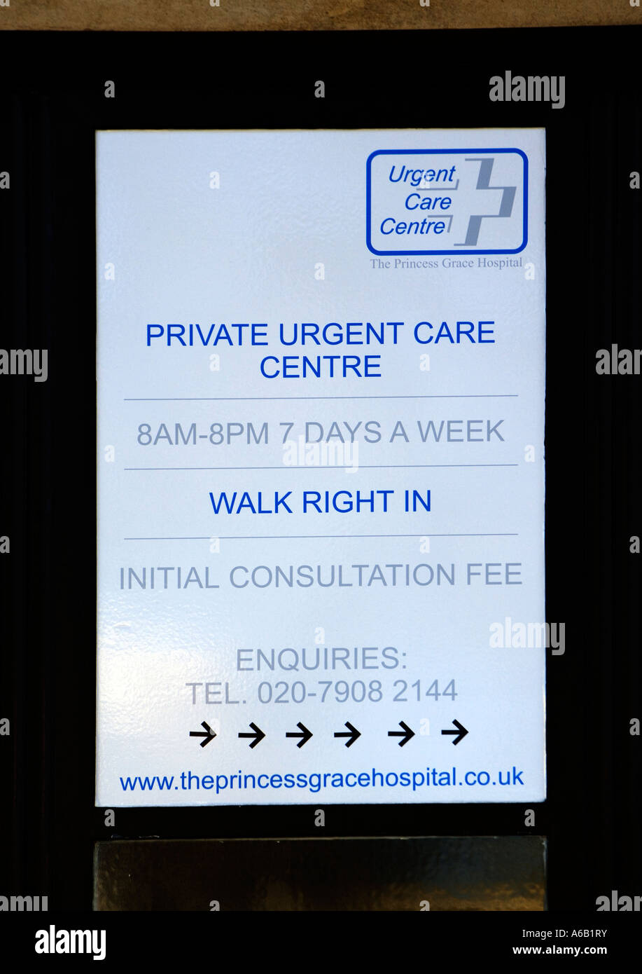 Firmare la promozione privato urgente Centro di cura - Marylebone Road, Londra Foto Stock