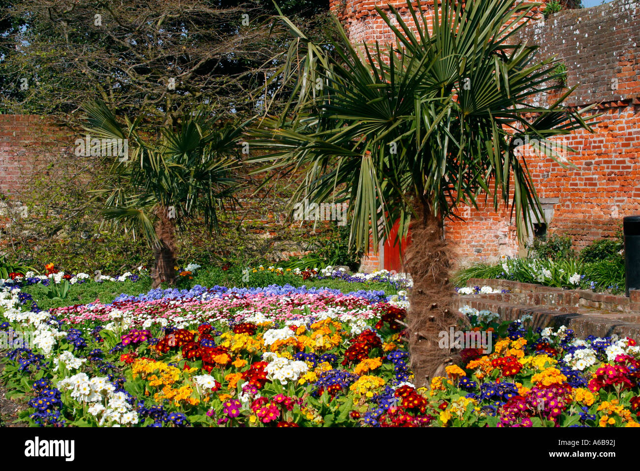 Copriletti floreali display nel Palazzo dei Vescovi Gardens Chichester, Sussex. Regno Unito. Foto Stock