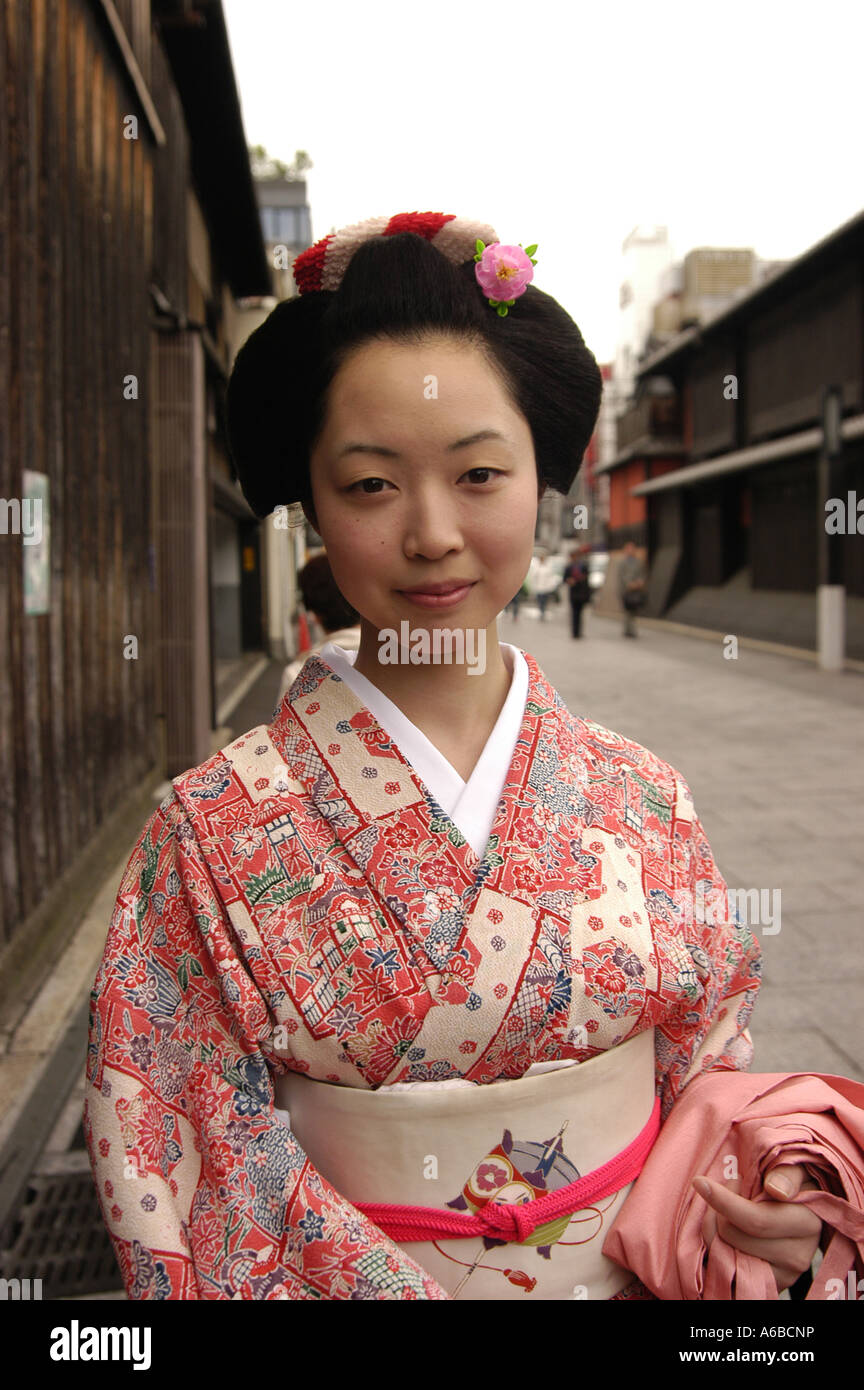 Apprendista Geisha quartiere Gion Giappone Kyoto Foto Stock