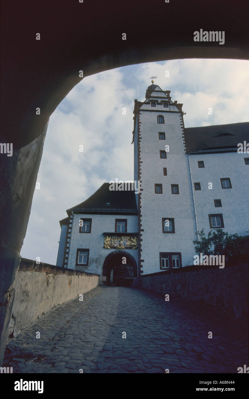 Il castello di Colditz era rinomato come un campo di prigionia nella Seconda Guerra Mondiale, la Germania Est, 1986 Foto Stock