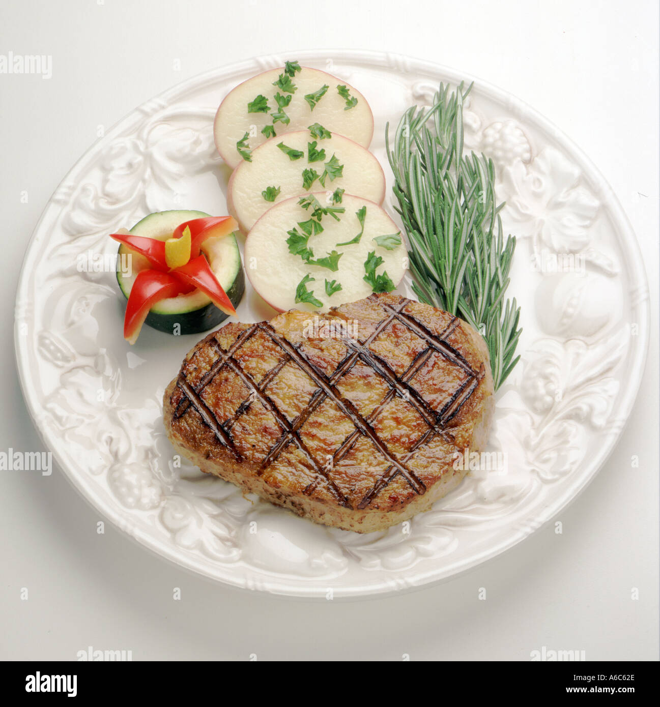 Bistecca e patate Foto Stock