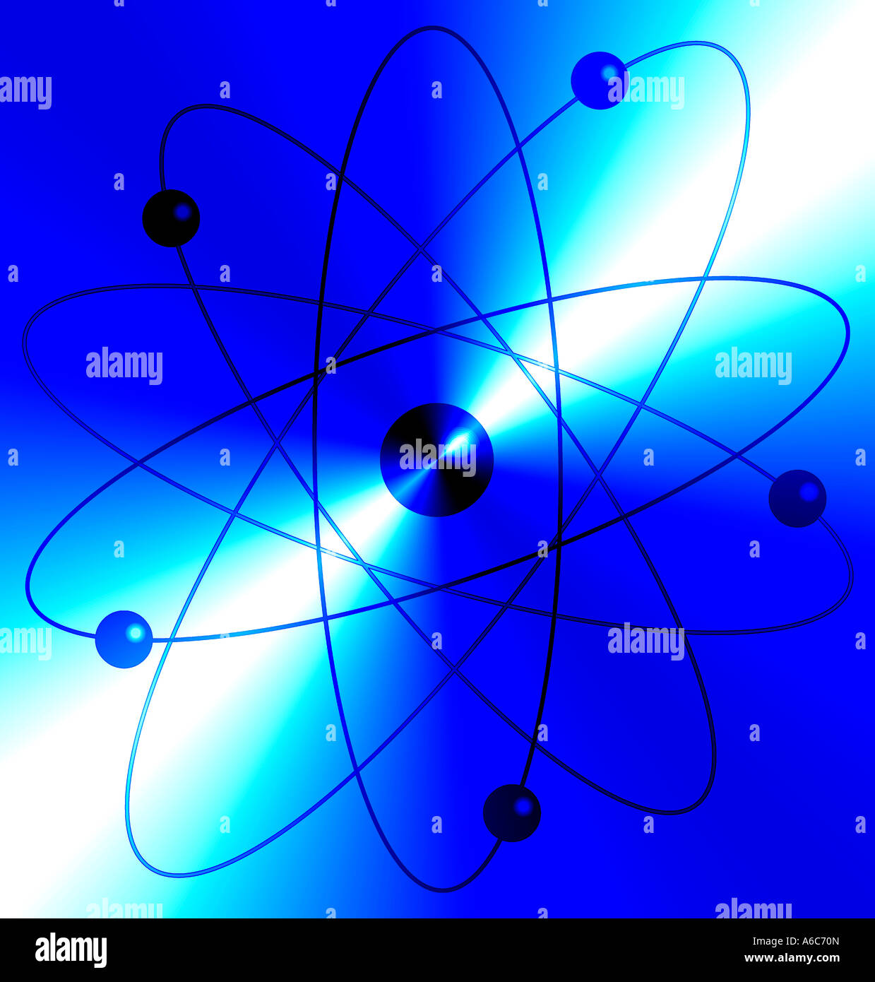 Vista astratta della scientifica simbolo atomico Foto Stock