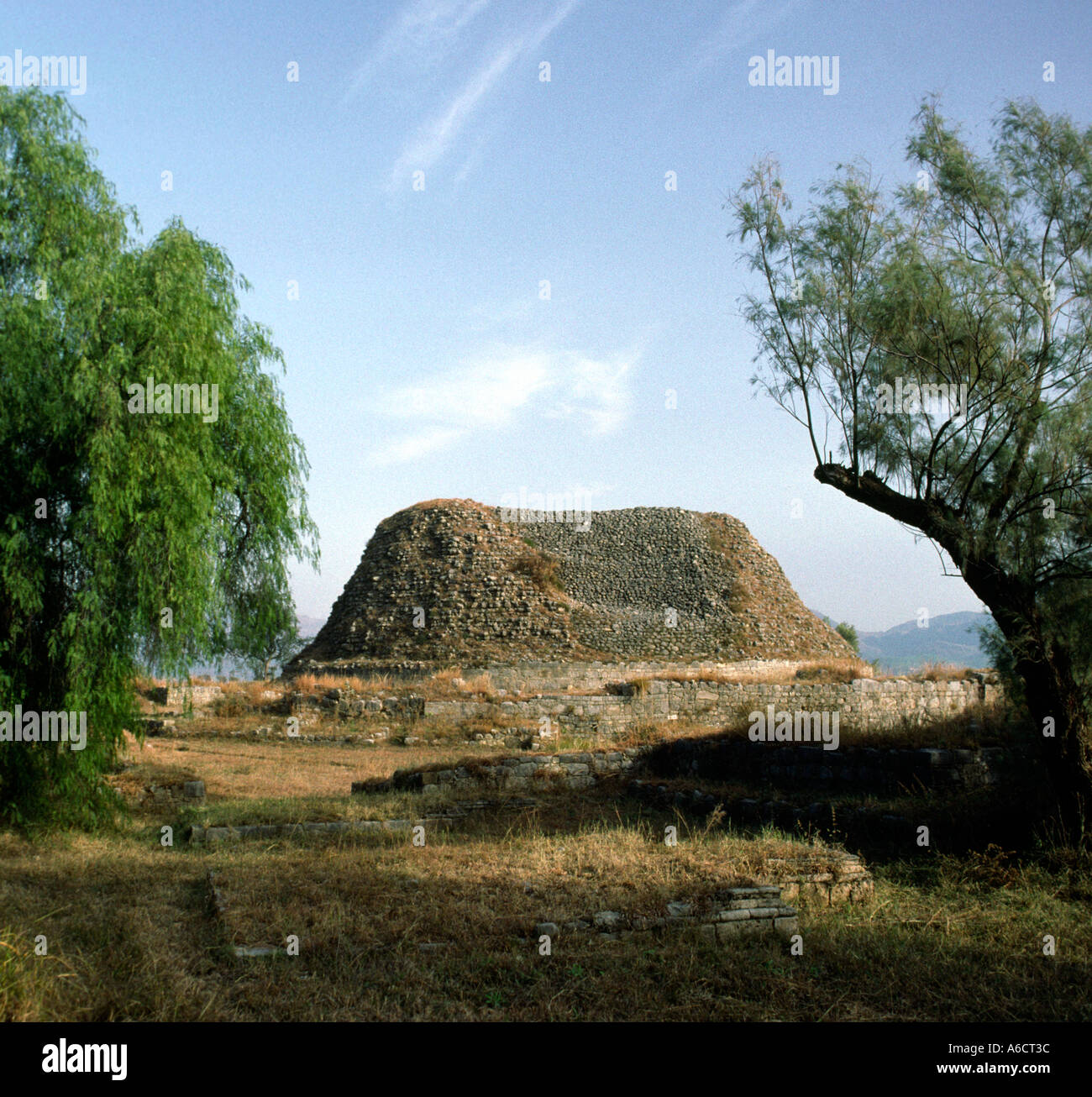 Pakistan Punjab occidentale Taxila sito archeologico del buddismo Dharmarajika Stupa Foto Stock