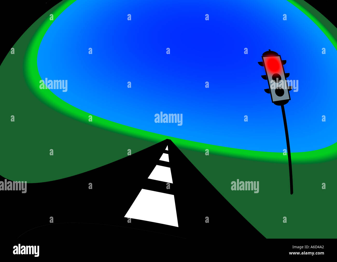 Luce rossa carreggiata Foto Stock