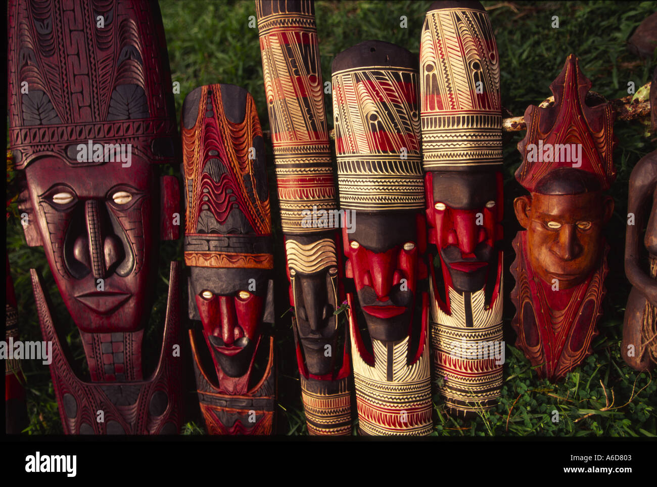 Le sculture fiume Sepik Papua Nuova Guinea Foto Stock