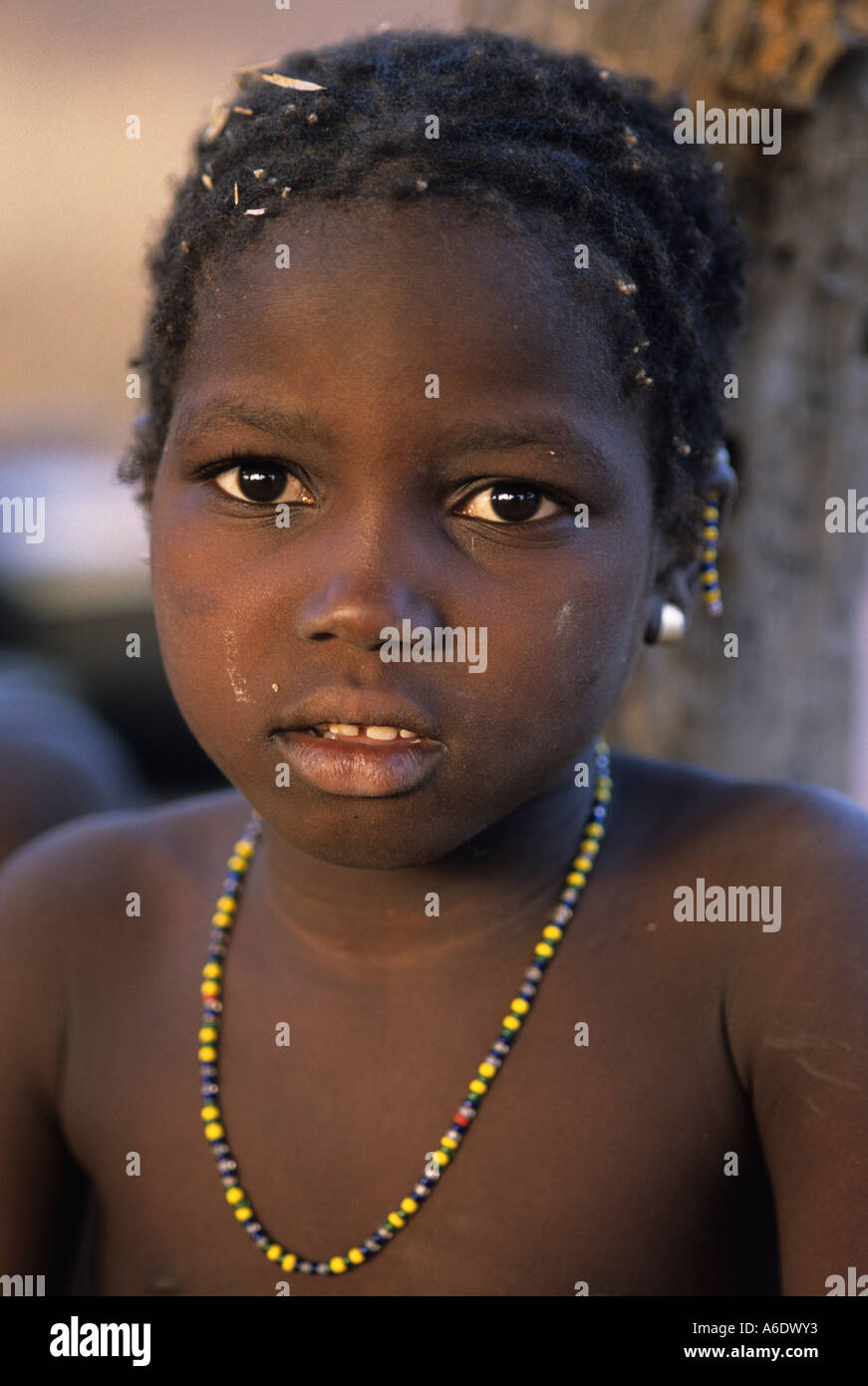 Giovane ragazza in un coltivatore di cotone s village Salia nella regione Beleco Mali Foto Stock