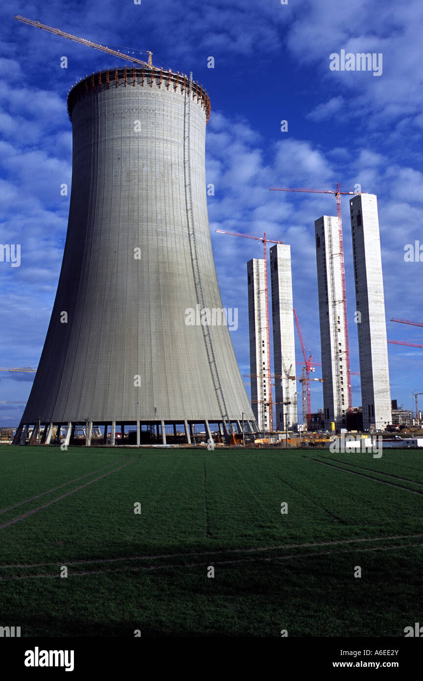 RWE è la costruzione di un nuovo Coal Fired power station BoA 2 e 3 a Neurath, Renania settentrionale-Vestfalia (Germania). Foto Stock