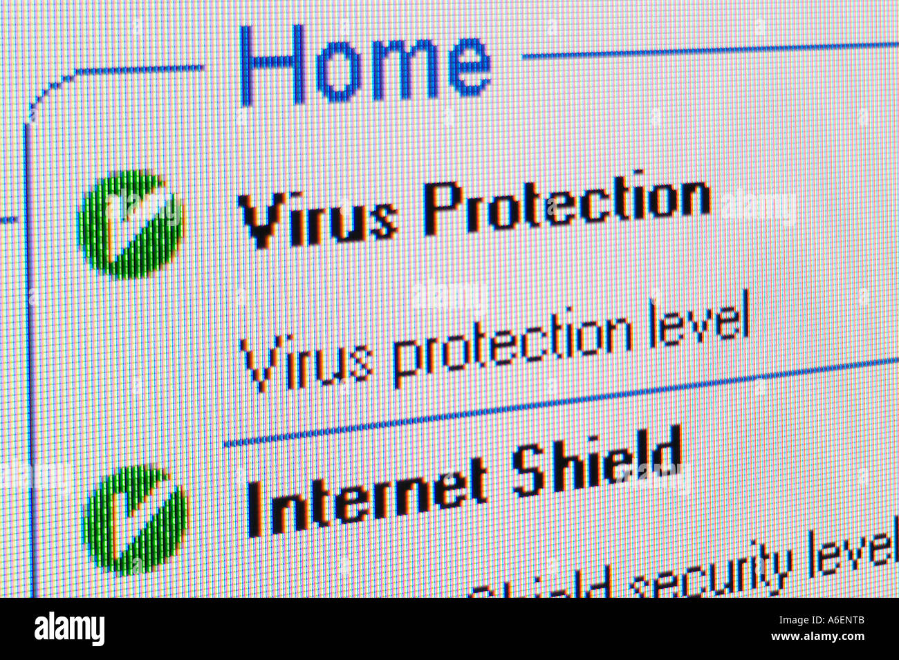 Screenshot per la protezione dai virus Foto Stock
