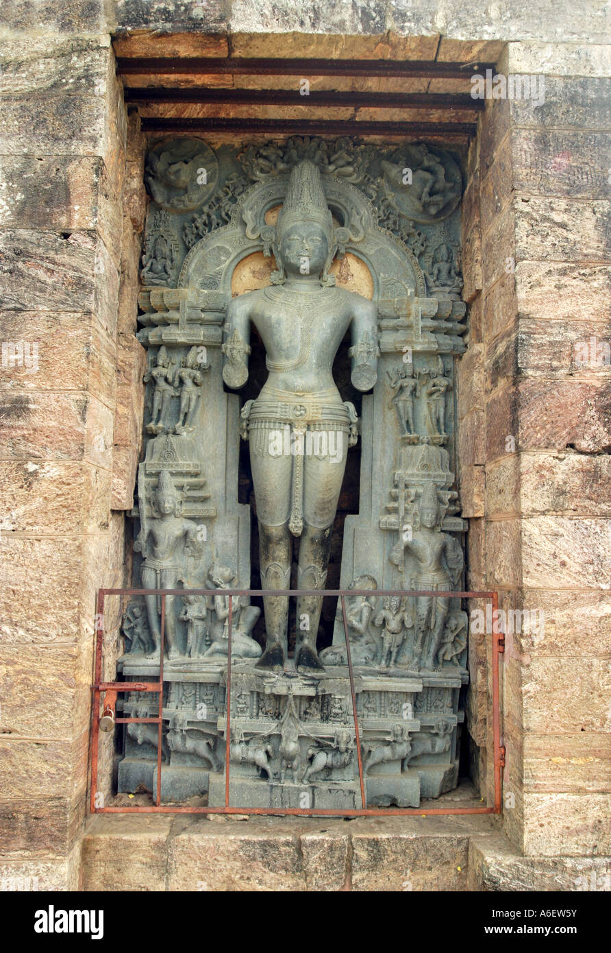 Il dio Sole (surya) scultura presso il famoso tempio di Konark nei pressi di Bhubaneswar,l Orissa India Foto Stock