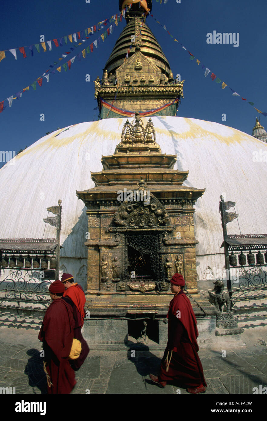 Monkey Temple Katmandu Foto Stock