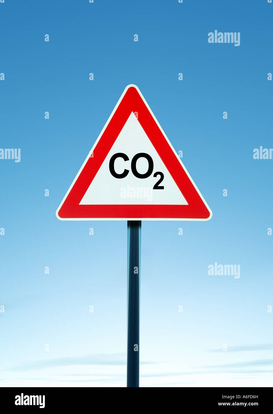 Avvertenza CO2 Achtung CO2 Foto Stock
