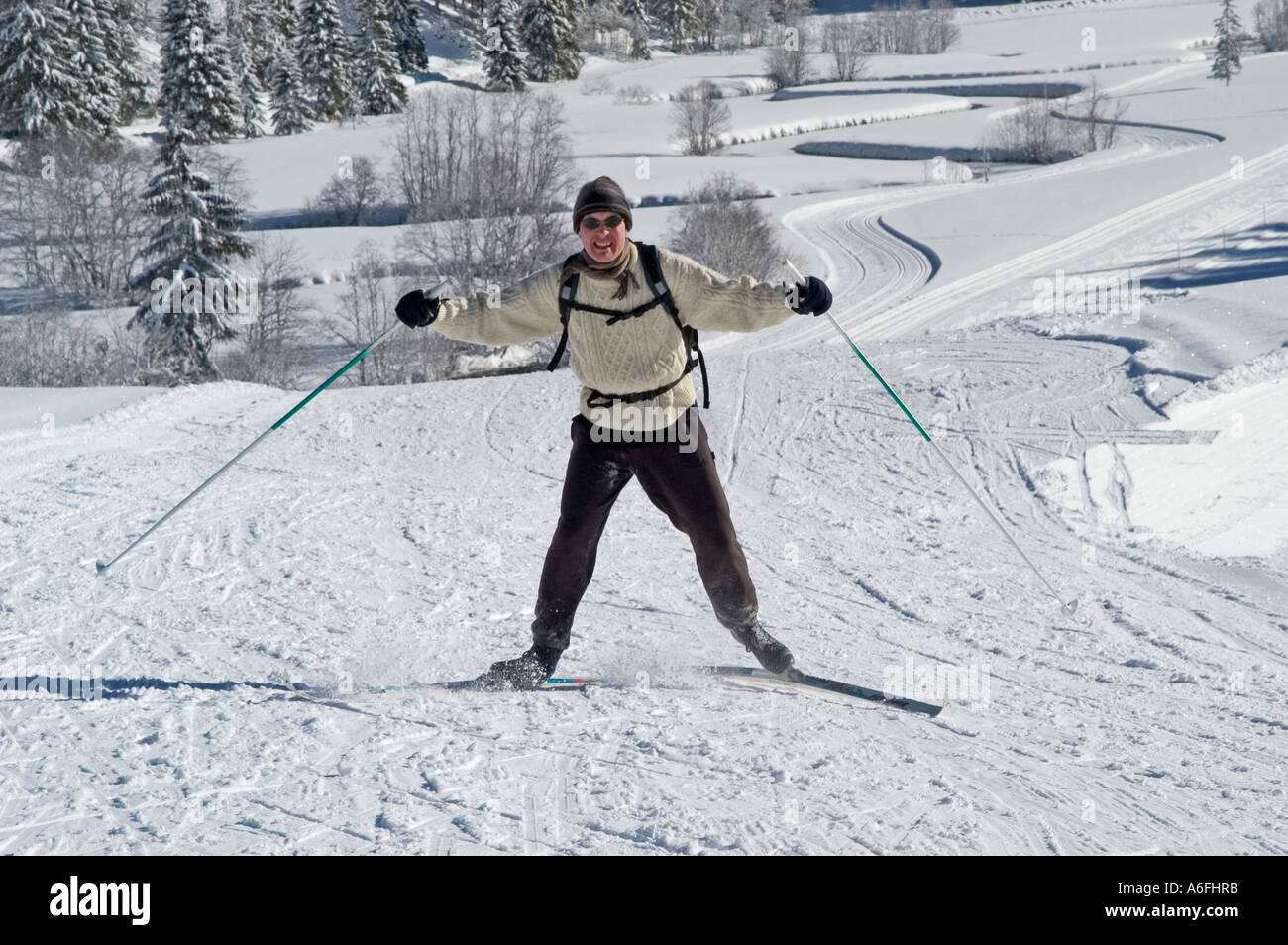 Cross-country sciatore Valepp vicino lago Spitzingsee Spitzing Alta Baviera Germania Foto Stock