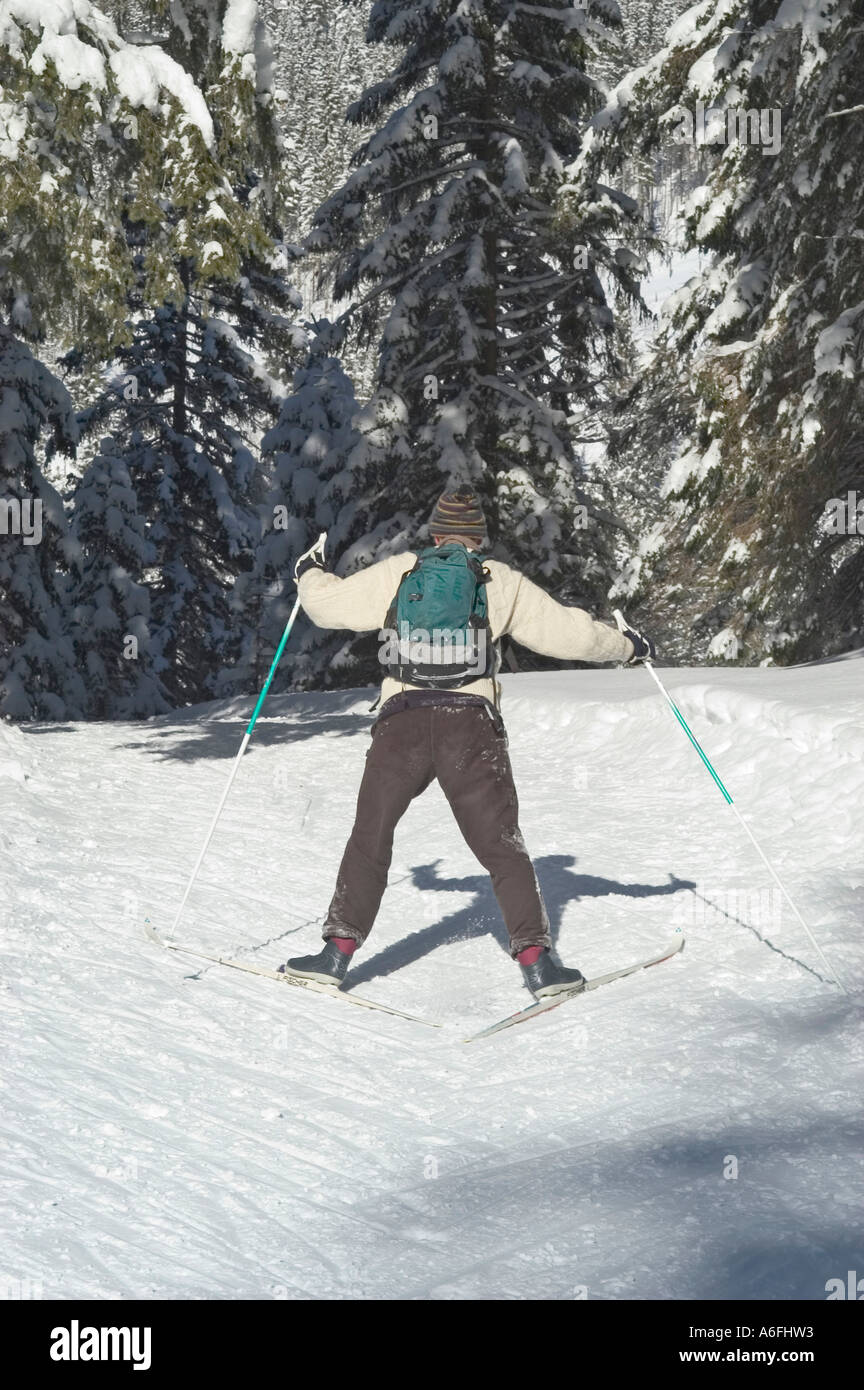 Cross-country sciatore Valepp vicino lago Spitzingsee Spitzing Alta Baviera Germania Foto Stock