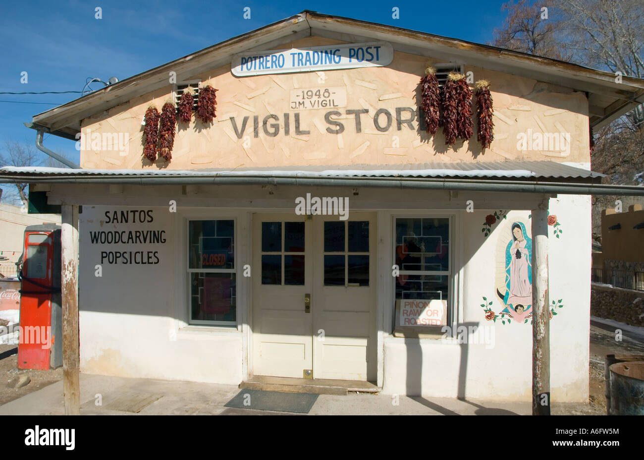 Trading Post a Chimayo; Nuovo Messico a Natale. Foto Stock