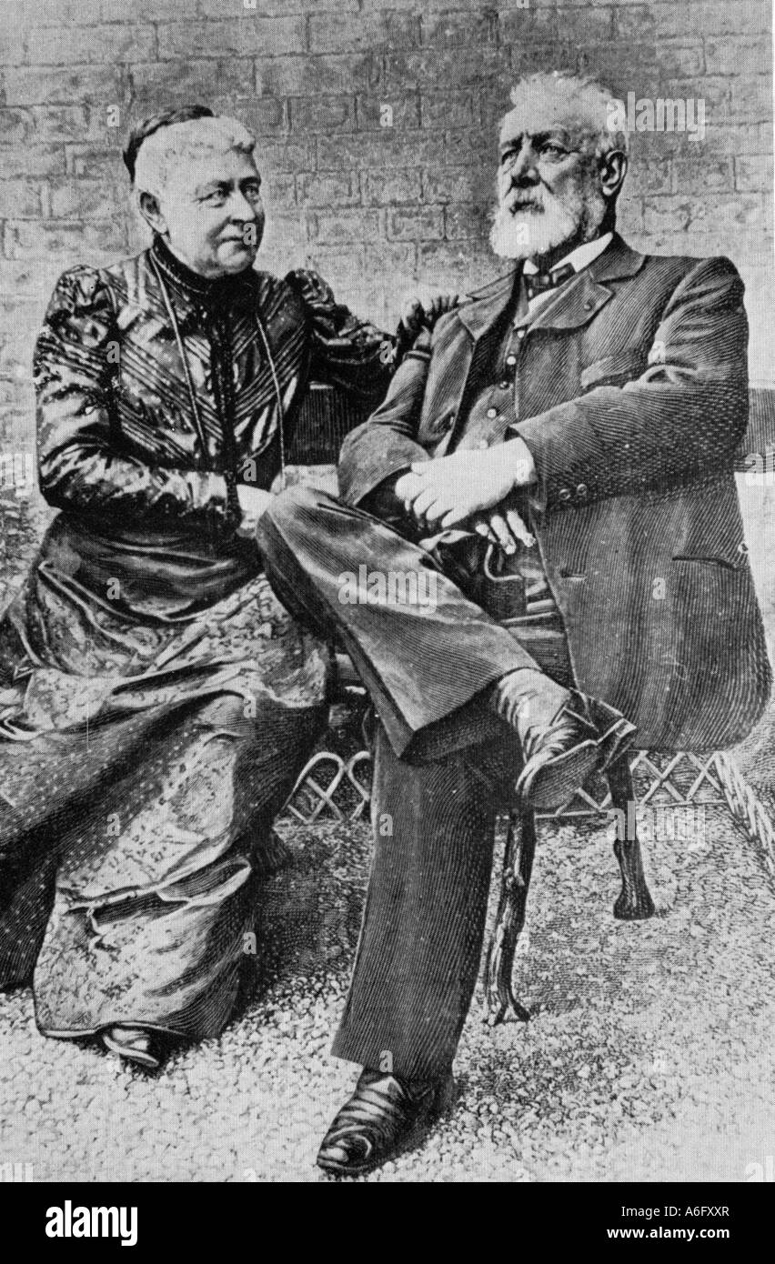 JULES VERNE scrittore francese 1828 a 1905 con sua moglie Honorine Foto Stock