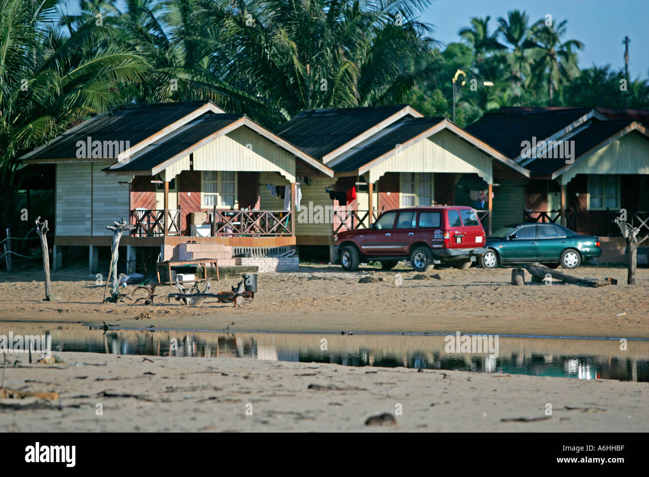 Chalet sulla Spiaggia Cherating Malaysia Foto Stock