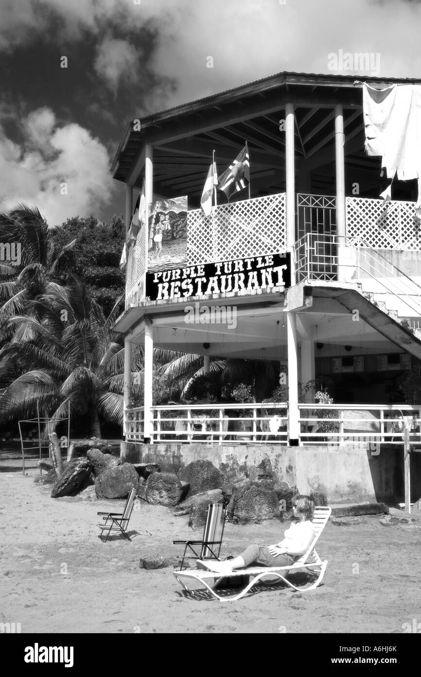 Purple Turtle Beach Club Resort, Prince Rupert Bay, Città di Portsmouth, Dominica isola dei Caraibi Foto Stock