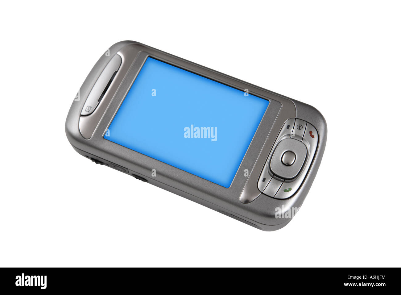 PDA telefono cellulare ritagliata su sfondo bianco Foto Stock