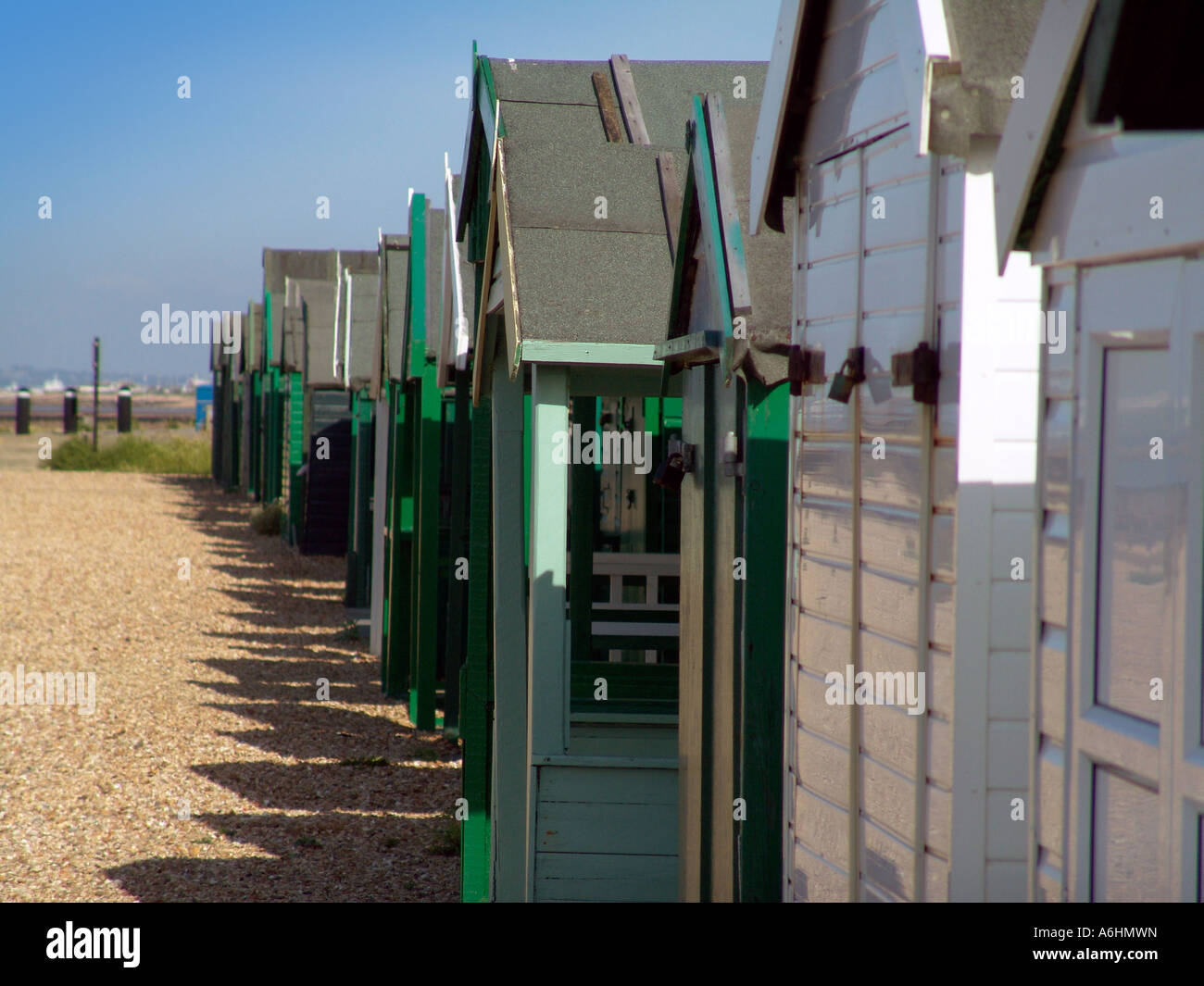 Lee on Solent la spiaggia di capanne Foto Stock