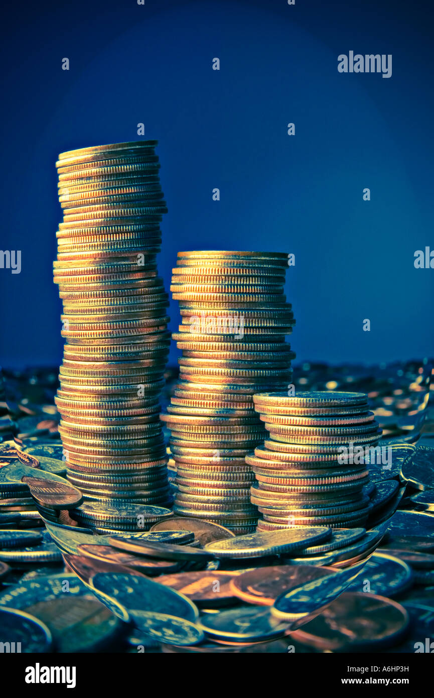 Pila della moneta Foto Stock