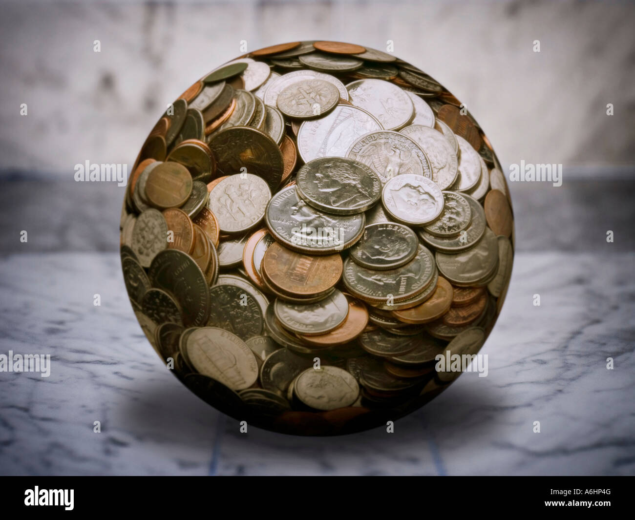 Sfera di monete Foto Stock