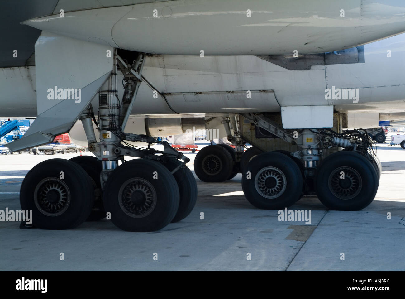 Ruote di un Boeing 747 Foto Stock