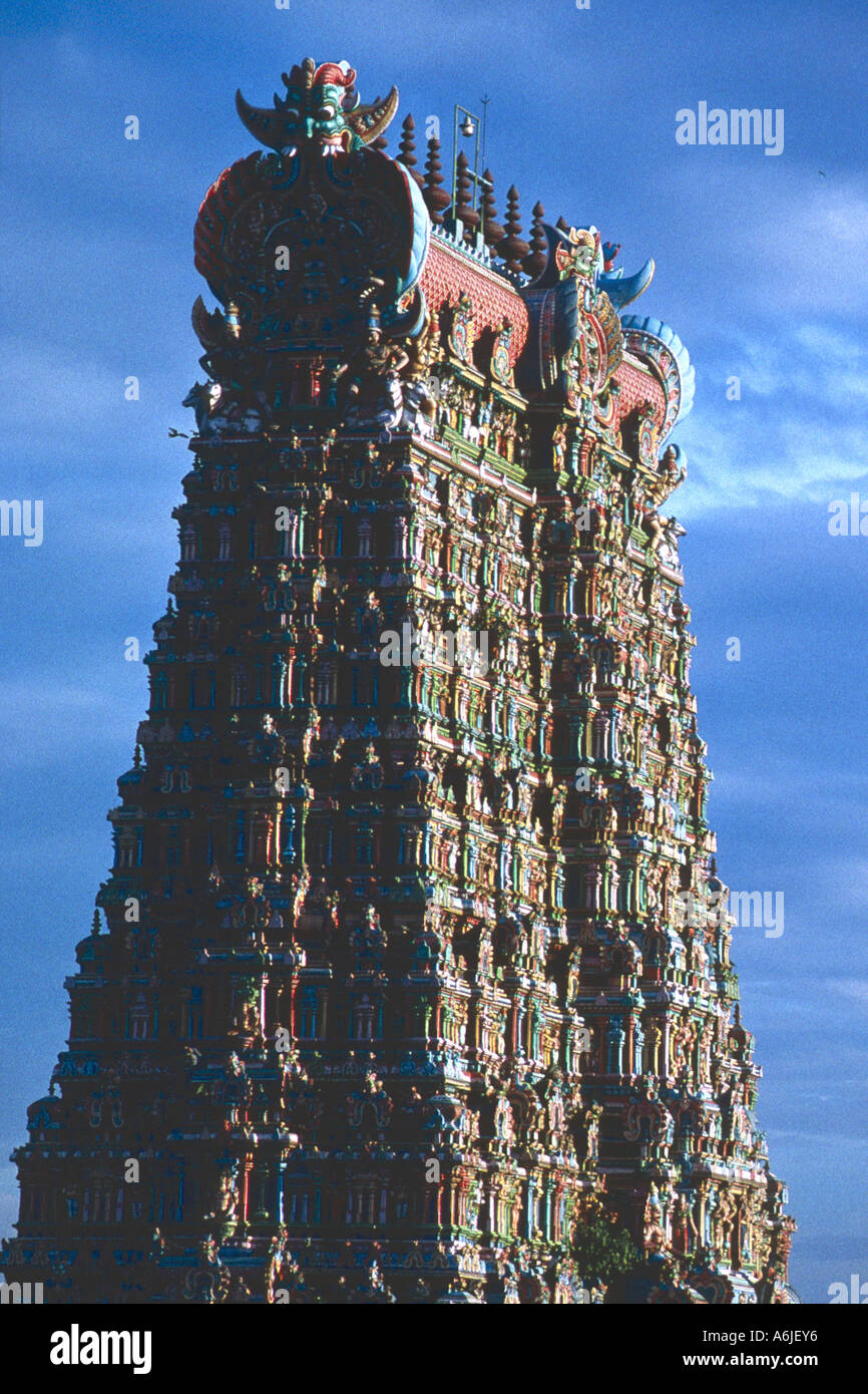 Tempio di Minakshi, India, nello Stato del Tamil Nadu, Madurai Foto Stock
