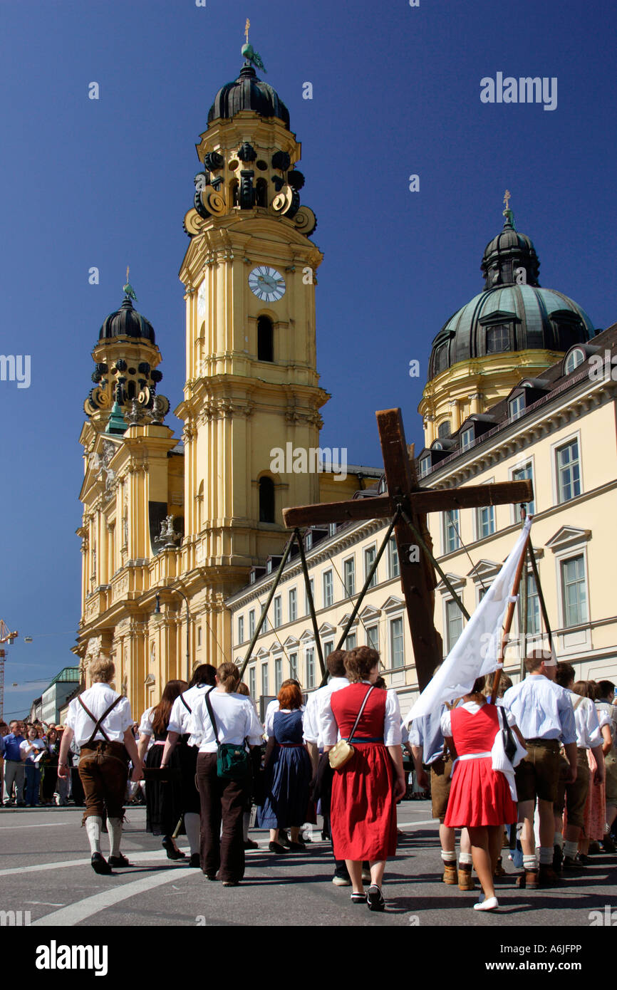 Una processione di Monaco di Baviera, Germania Foto Stock