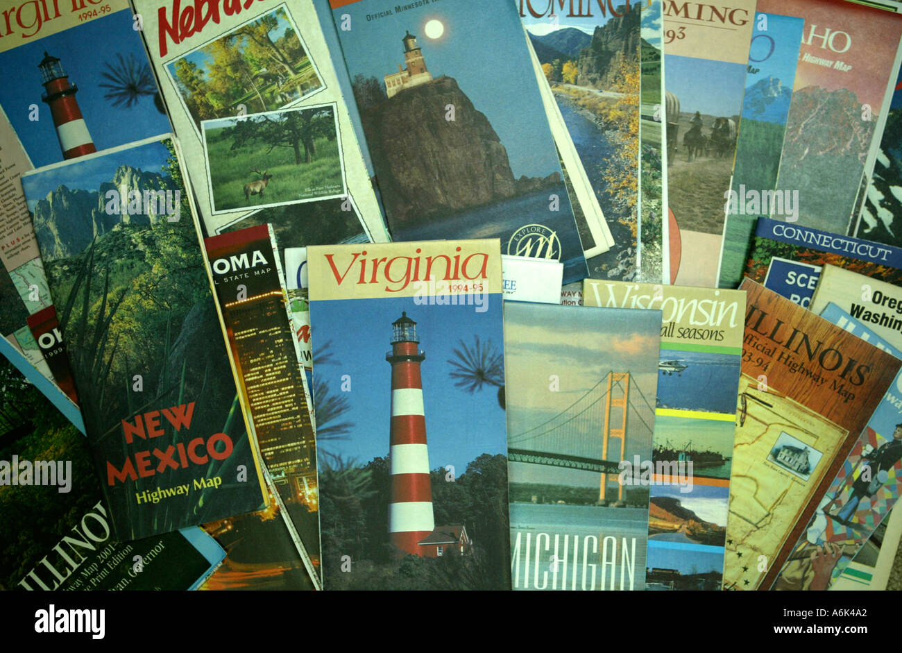 American piegare la carta stato mappe di viaggio Foto Stock