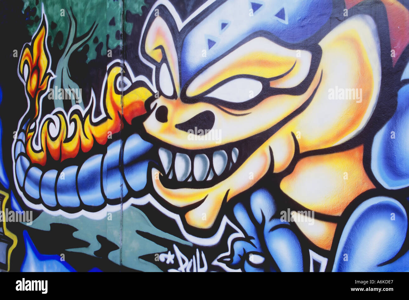 Asia Thailandia Bangkok murale di fantasy dragon Foto Stock