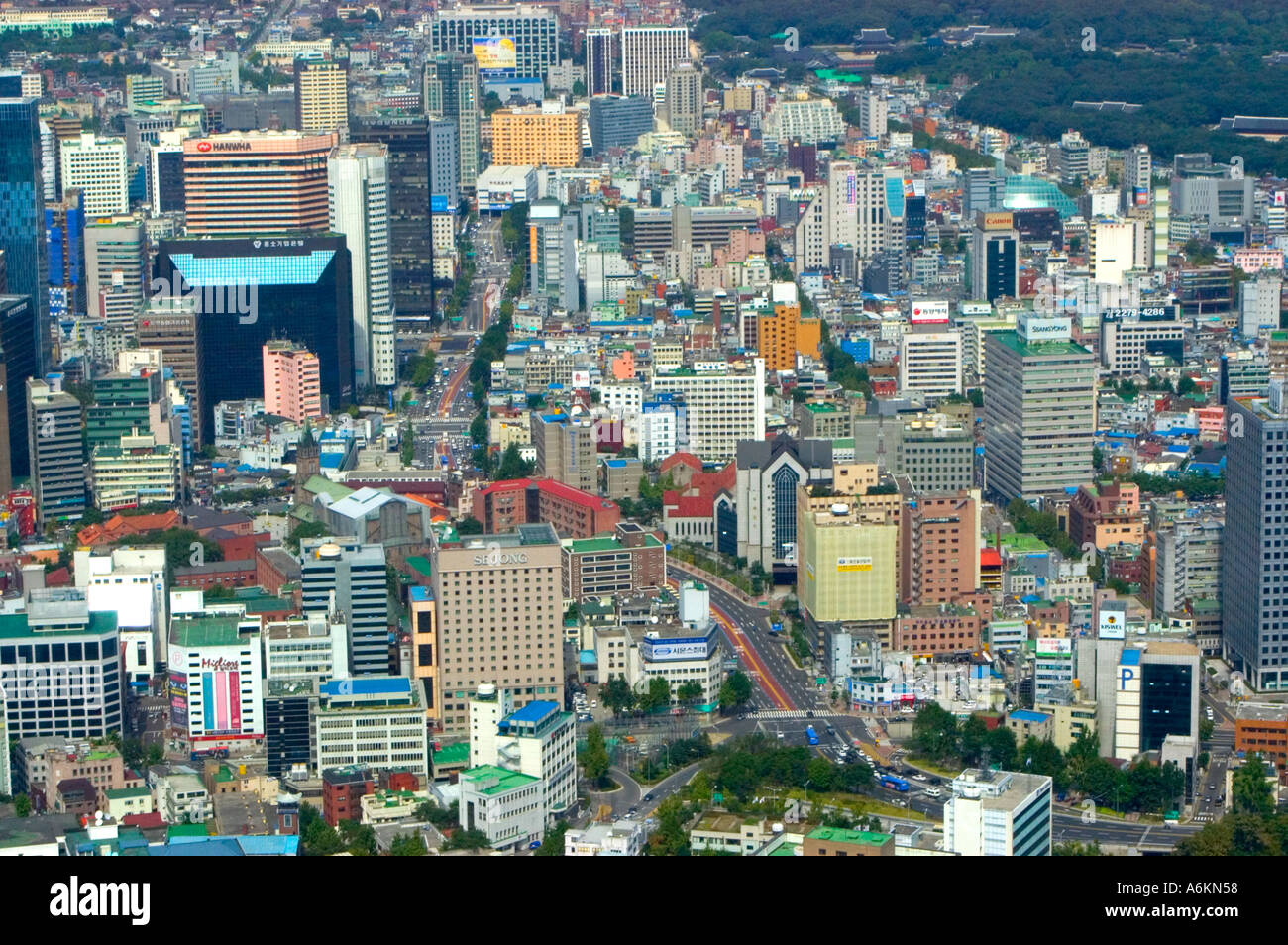 Arial View della trafficata città asiatiche Foto Stock