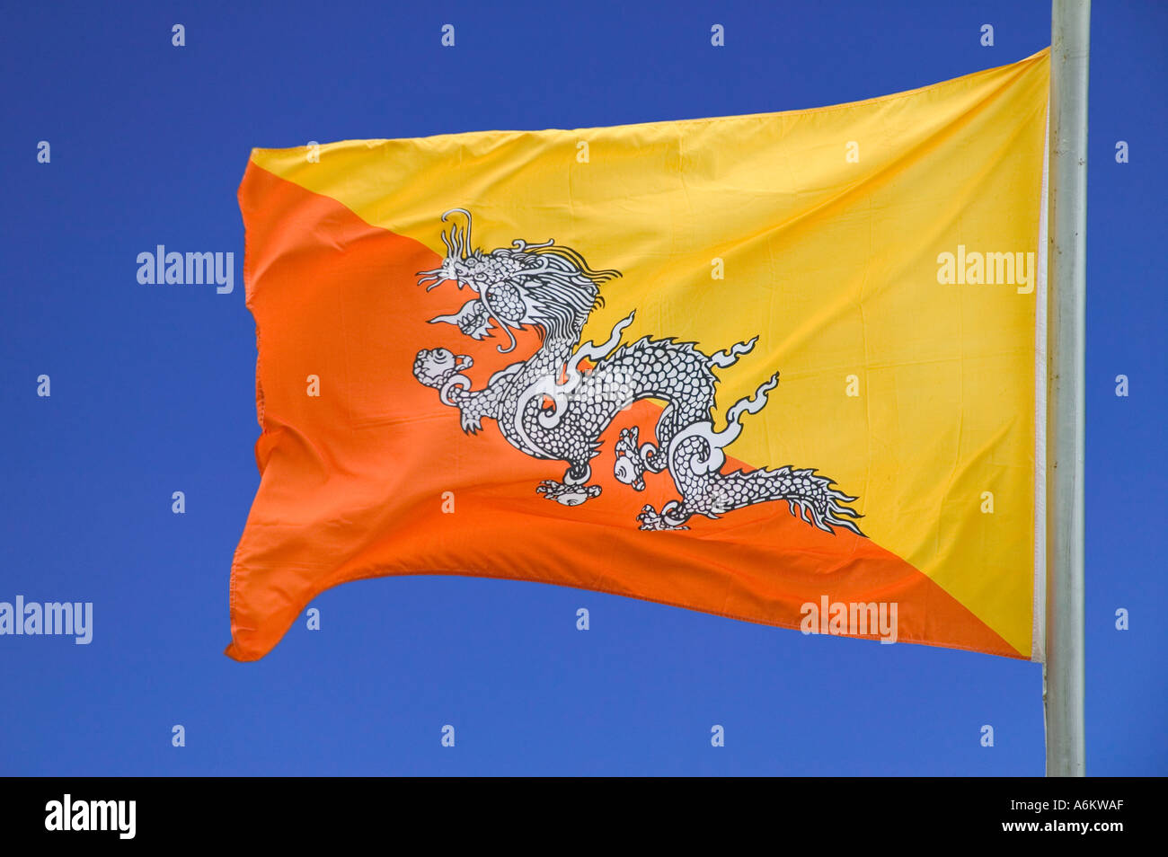 Il Bhutan bandiera nazionale Foto Stock