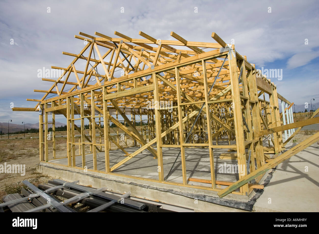 Legname struttura quadro classico di nuova zelanda casa Isola del Sud della Nuova Zelanda Foto Stock