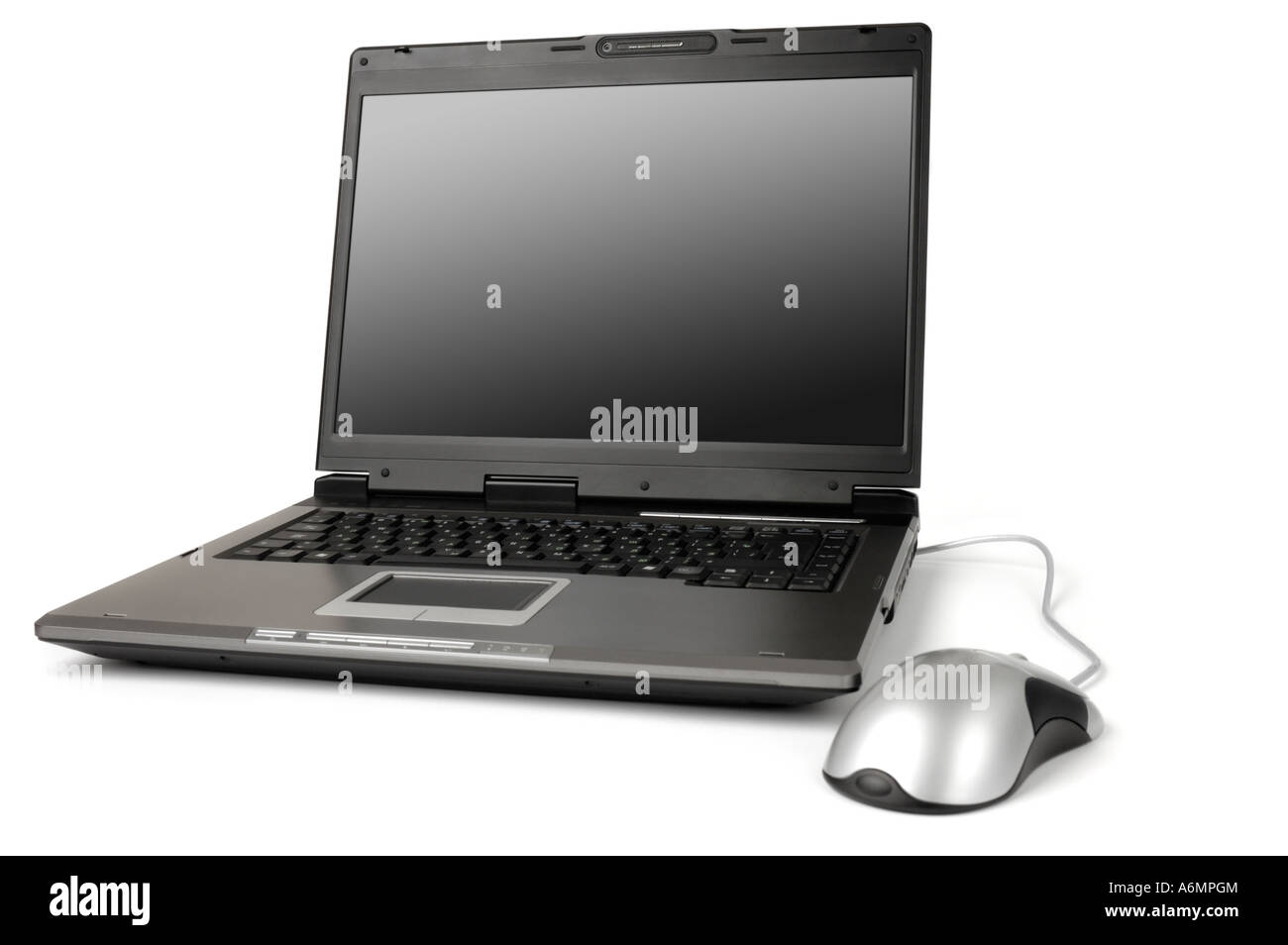 Computer portatile con un mouse Foto Stock