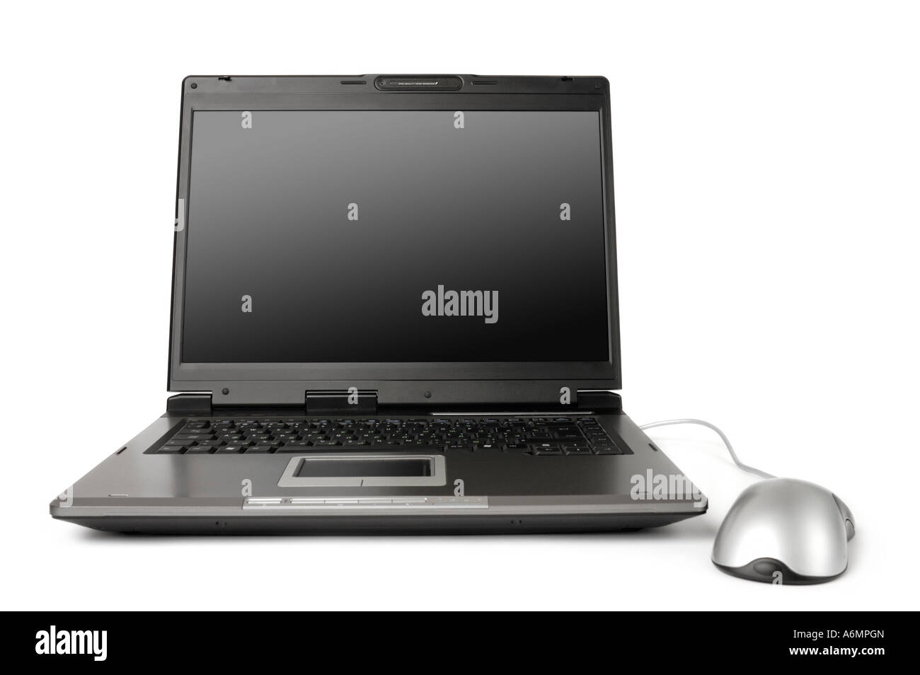 Computer portatile con un mouse Foto Stock