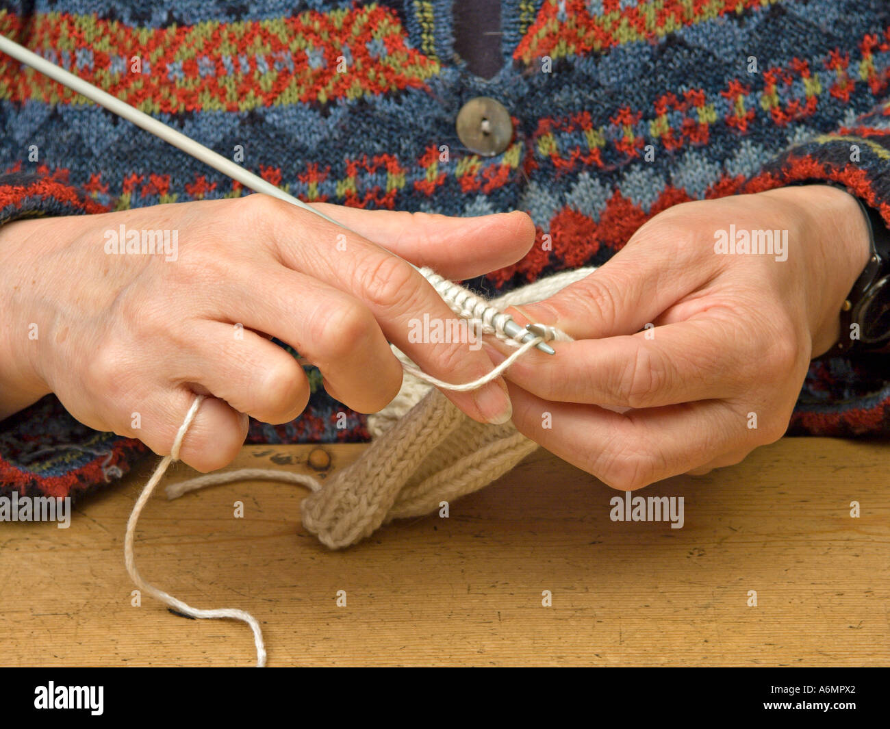 Lavoro a maglia Foto Stock