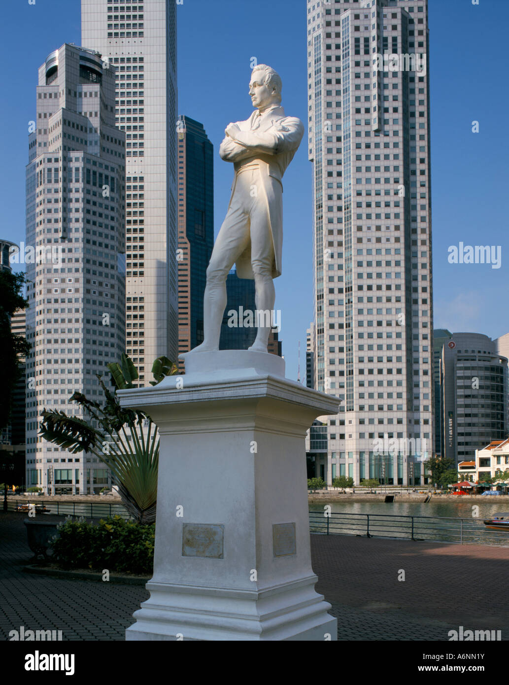 Statua di Stamford Raffles Singapore Asia del sud-est asiatico Foto Stock
