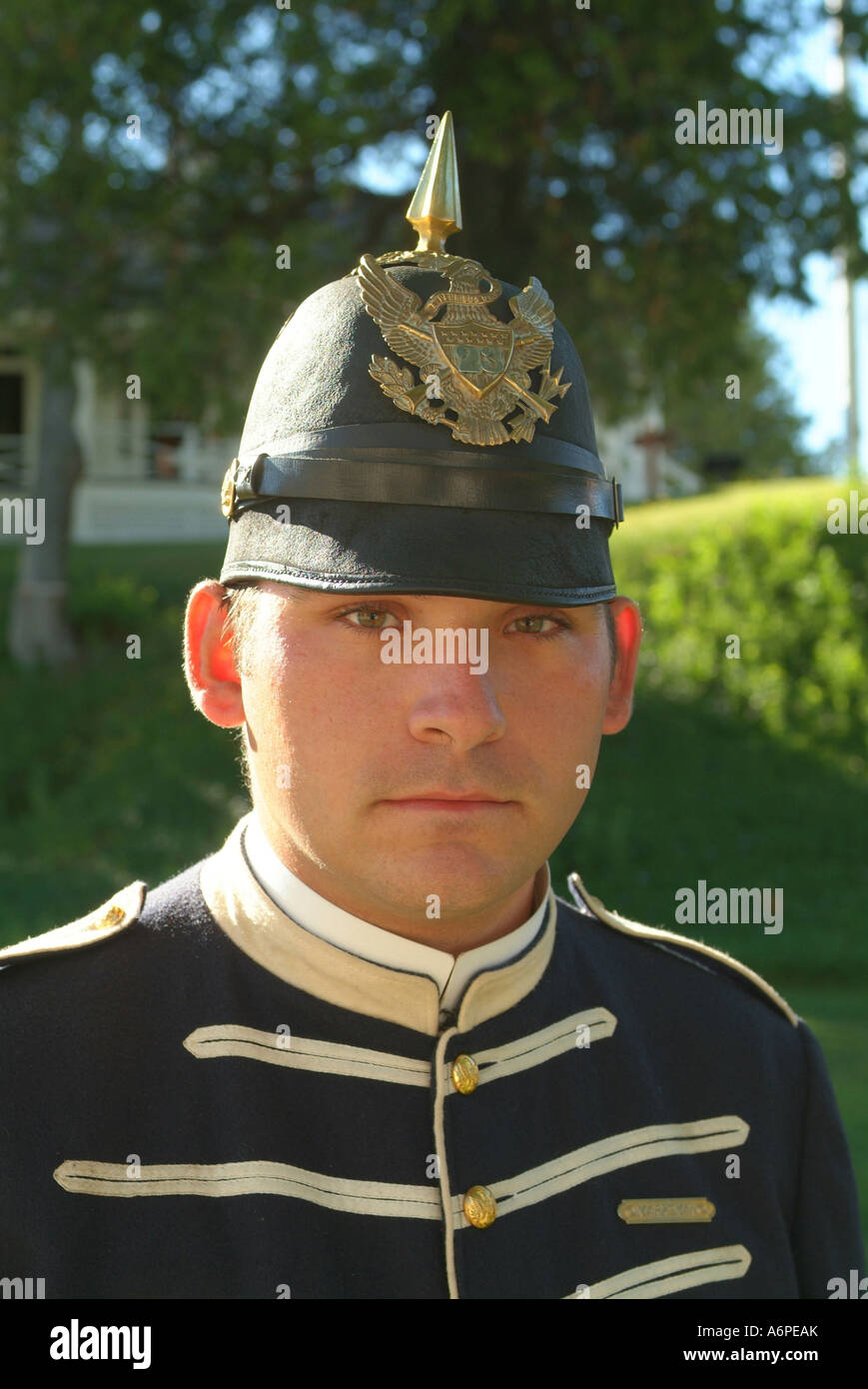 Stati Uniti Michigan MI Mackinac Island Fort Mackinac costume ufficiale da parte degli Stati Uniti Esercito intorno 1880 ritratto Foto Stock