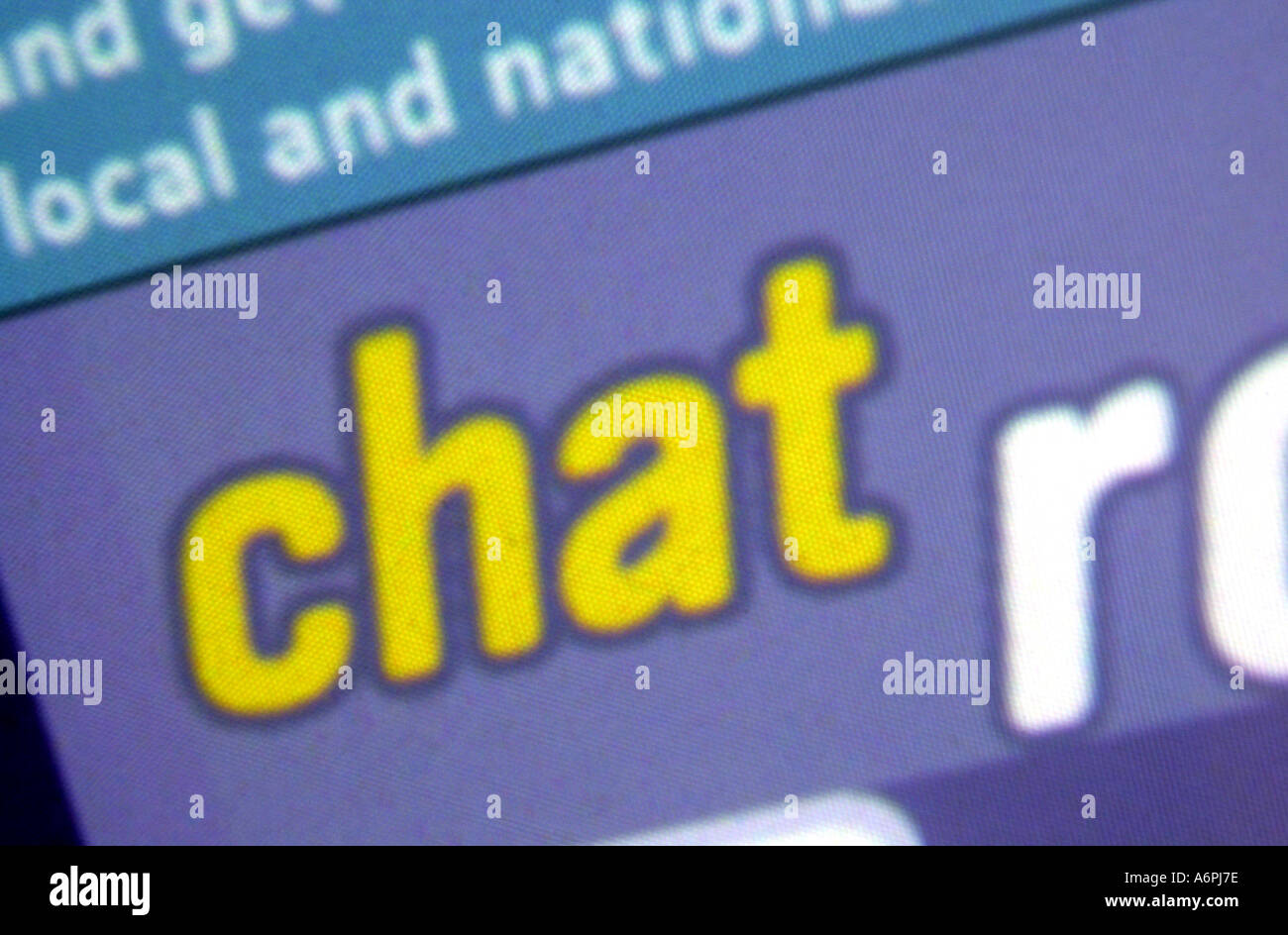 Chat room simbolo sullo schermo di un computer UK Foto Stock
