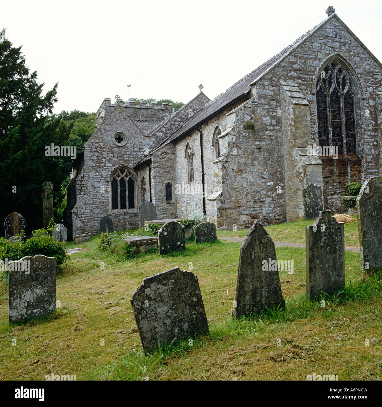 Nevern sagrato Pembrokeshire Wales UK Europa Foto Stock