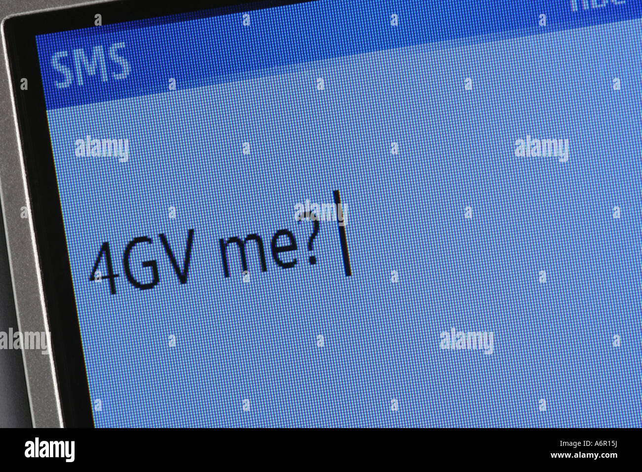 Messaggio di testo - "4GV me?". Foto Stock