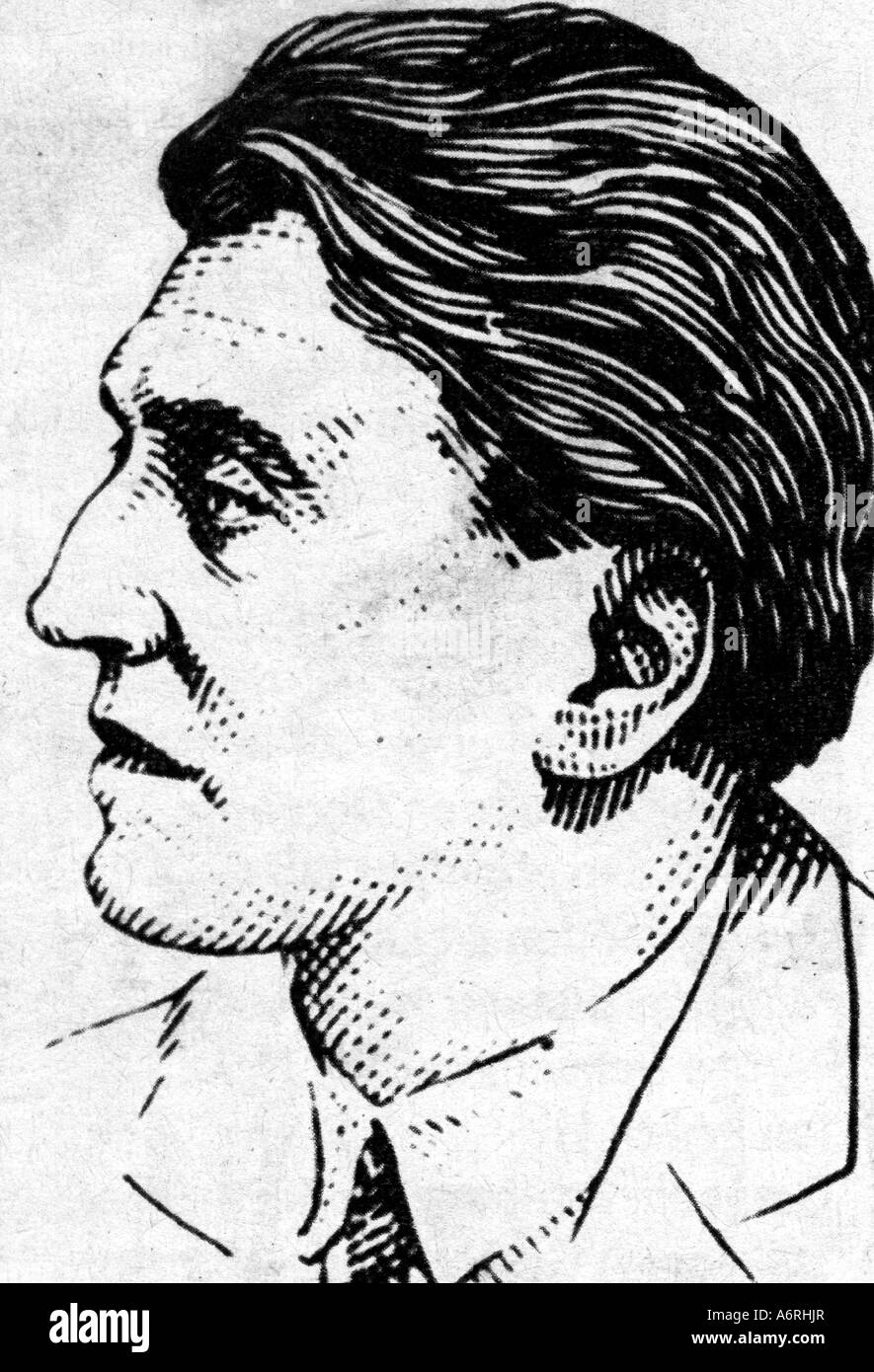 Berg Alban, 9.2.1885 - 24.12. 1935, il compositore austriaco, ritratto, vista laterale, disegno, circa 1920s, 20s, xx secolo, Foto Stock
