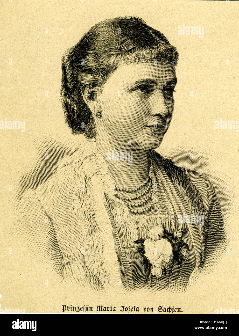 Maria Josepha, 31.5.1867 - 28.5.1944, Archiduchess dell'Austria 2.10.1886 - 28.5.1944, ritratto, incisione, circa 1885, Wettin, Pr Foto Stock