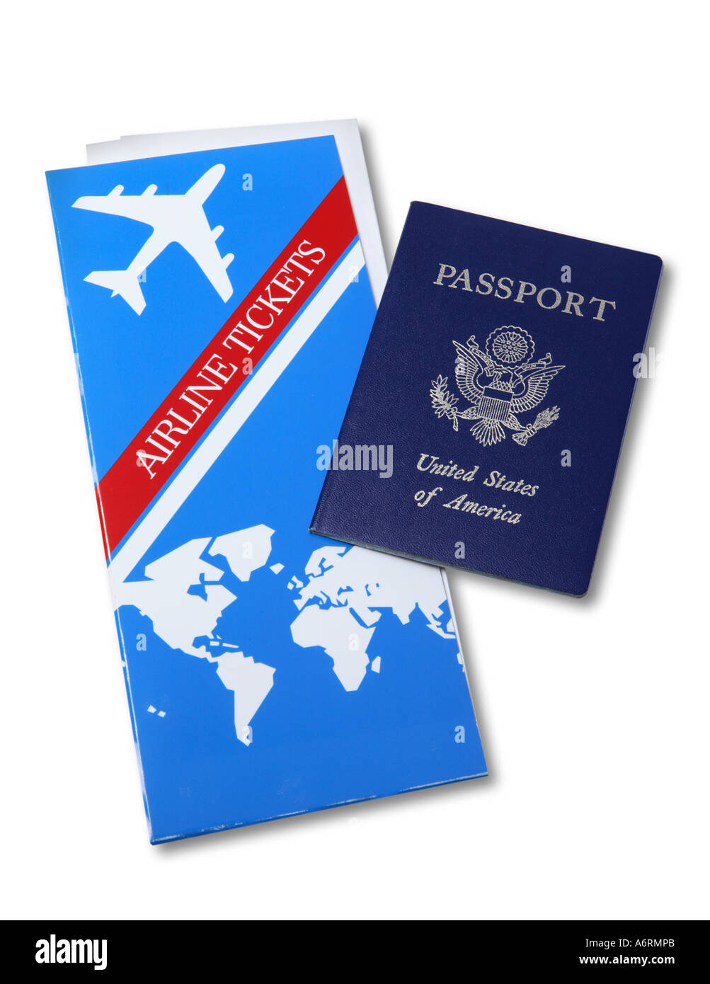 Biglietti aerei e passaporto americano Foto Stock