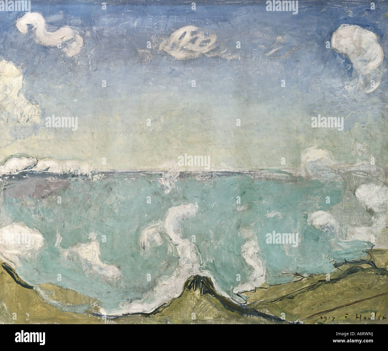 Hodler, Ferdinando (1853 - 1918), il paesaggio a Caux presso il Lago di Ginevra, pittura, 1917, olio su tela, 65x80 cm, Kunsthaus di Zurigo, Sw Foto Stock