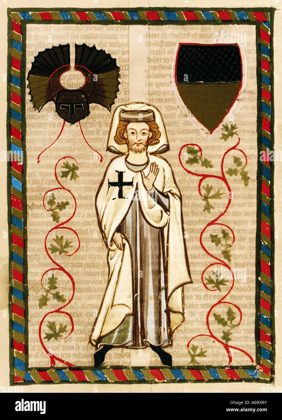 Belle arti, medioevo, gotico, illuminazione, Codex Manesse, Zurigo, 1305 - 1340, Tannhäuser (+ passato 1265) a copertura di colore sul v Foto Stock