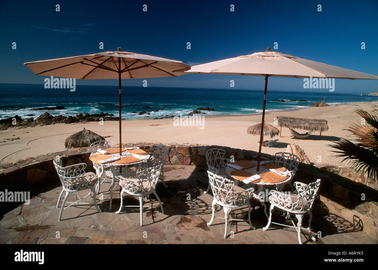 Pranzo in spiaggia Palmilla l Unico e Cabo San Jose Messico Foto Stock