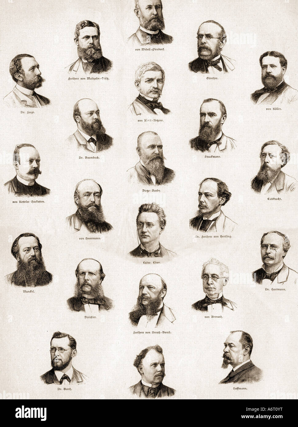 Carta collettiva, politica, 'immagini del parlamento tedesco II', incisione dopo disegni originali, 19th secolo, Foto Stock