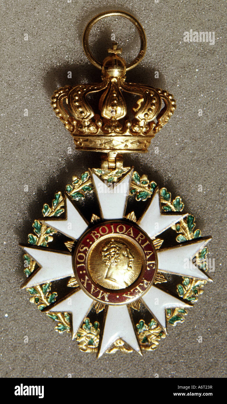 Decorazioni, Germania, Baviera, medaglia di merito della corona bavarese, cavaliere `s croce, fronte, istituito 27,5.1808, Foto Stock