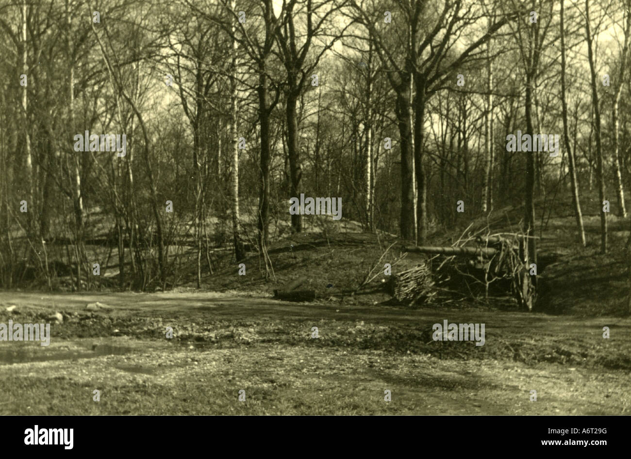 Evento, Seconda guerra mondiale / seconda guerra mondiale, Germania, Siegfried Line, posizione artiglieria con pistola pesante da 10 cm, zona Schwarzach (Rheinmunster), Baden-Württemberg, 1940, Foto Stock